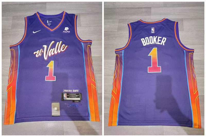 Suns 1 Devin Booker Purple Nike 2023-24 City Edition Swingman Jersey->new orleans pelicans->NBA Jersey